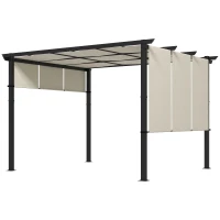 Outsunny 10' x 12' Metal Pergola, Outdoor Pergola with Retractable Canopy, for Garden, Patio, Backyard, Deck(m-2)