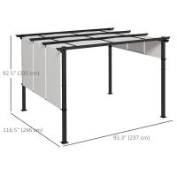 Outsunny 10' x 12' Metal Pergola, Outdoor Pergola with Retractable Canopy, for Garden, Patio, Backyard, Deck(m-3)