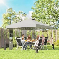 Outsunny 9.6 x 9.6 ft Pop Up Canopy Tent with Pockets, UPF 50+ 1-Button Push Outdoor Instant Canopy with Sandbags, Wheeled Bag(m-1)