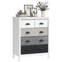 HOMCOM 5 Drawer Dresser for Bedroom, Chest of Drawers with Table Top, Clothes Closet for Living Room, Multi-Color(m-2)