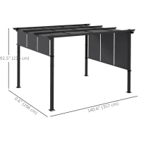 Outsunny 10' x 12' Metal Pergola, Outdoor Pergola with Retractable Canopy, for Garden, Patio, Backyard, Deck(m-3)