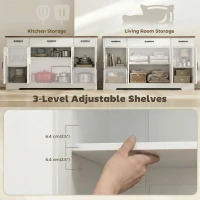 HOMCOM Sideboard Buffet Cabinet, 55" Farmhouse Kitchen Cabinet with 4 Barn Doors, 3 Drawers, 3 Adjustable Shelves, White(m-6)