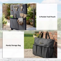 Outsunny Garden Kneeler and Seat, Heavy Duty Foldable Gardening Stool with Thicker Soft Kneeling Pad, Extendable Steel Leg(m-7)