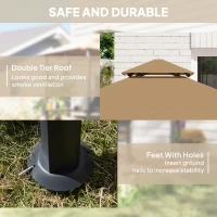 Outsunny 8' x 5' BBQ Grill Gazebo Tent with Double Tiered Canopy for Outdoor Sun Shade,  Khaki(m-4)