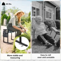 Outsunny Garden Kneeler and Seat, Heavy Duty Foldable Gardening Stool with Thicker Soft Kneeling Pad, Extendable Steel Leg(m-5)