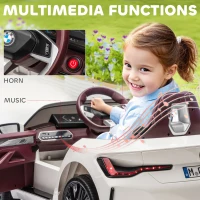 Aosom 12V Electric Ride on Car with Remote Control, 3.1 MPH Kids Ride-on Toy for Boys and Girls with Portable Battery, Suspension System, Horn Honking, Music, Lights, White(m-7)