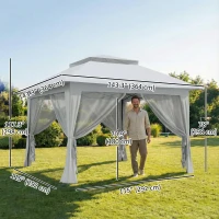 Outsunny 12' x 12' Foldable Pop-up Party Tent Instant Canopy Sun Shade Gazebo Shelter with Steel Frame, Light Grey(m-3)