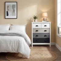 HOMCOM 5 Drawer Dresser for Bedroom, Chest of Drawers with Table Top, Clothes Closet for Living Room, Multi-Color(m-7)