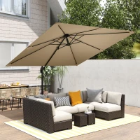 Outsunny 10 FT Cantilever Patio Umbrella, Square Patio Umbrella with Crank Handle, Cross Base and Tilt, 360° Rotation(m-8)