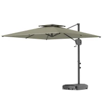 Outsunny Square Cantilever Patio Umbrella, Double Top Patio Hanging Offset Umbrella with Crank & Tilt, 8' x 9', Light Grey(m-2)