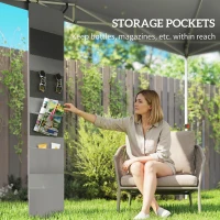 Outsunny 9.6 x 9.6 ft Pop Up Canopy Tent with Pockets, UPF 50+ 1-Button Push Outdoor Instant Canopy with Sandbags, Wheeled Bag(m-6)