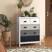 HOMCOM 5 Drawer Dresser for Bedroom, Chest of Drawers with Table Top, Clothes Closet for Living Room, Multi-Color(m-1)
