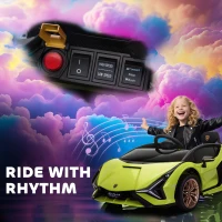 Aosom 12V Lamborghini SIAN Licensed Electric Car for kids with Remote Control, Horn, Music, & Headlights, Green(m-7)