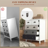 HOMCOM 5 Drawer Dresser for Bedroom, Chest of Drawers with Table Top, Clothes Closet for Living Room, Multi-Color(m-5)