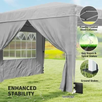 Outsunny 10 x 10 ft Pop Up Canopy Tent with Sidewalls, UPF50+ Outdoor Portable Instant Canopy Shelter with Carry Bag, Light Gray(m-7)