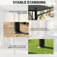 Outsunny 11.5' x 8.2' Outdoor Pergola, Wall Mounted Lean to Pergola with Metal Frame, UPF30+, Garden Gazebo(m-4)