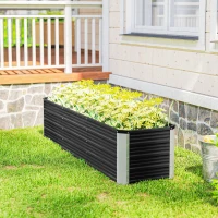 Outsunny 6' x 1.5' x 1.3' Galvanized Raised Garden Bed, Elevated Large Metal Planter Box w/ Install Gloves for Backyard, Patio to Grow Vegetables, Herbs, and Flowers, Dark Grey(m-11)