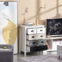 HOMCOM 5 Drawer Dresser for Bedroom, Chest of Drawers with Table Top, Clothes Closet for Living Room, Multi-Color(m-9)