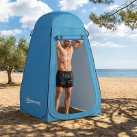 Outsunny Pop Up Shower Tent, Portable Privacy Room for Outdoor Changing, Dressing, Fishing Storage with Carrying Bag, Blue(m-10)