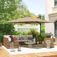 Outsunny 10 FT Cantilever Patio Umbrella, Square Patio Umbrella with Crank Handle, Cross Base and Tilt, 360° Rotation(m-10)