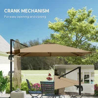 Outsunny 10 FT Cantilever Patio Umbrella, Square Patio Umbrella with Crank Handle, Cross Base and Tilt, 360° Rotation(m-9)
