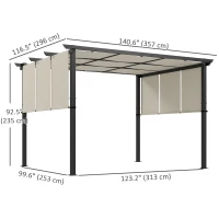 Outsunny 10' x 12' Metal Pergola, Outdoor Pergola with Retractable Canopy, for Garden, Patio, Backyard, Deck(m-3)