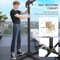 Outsunny 10 FT Cantilever Patio Umbrella, Square Patio Umbrella with Crank Handle, Cross Base and Tilt, 360° Rotation(m-5)