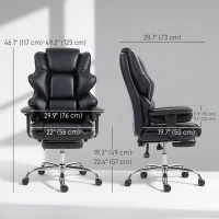 HOMCOM Big and Tall Office Chair, 400 lbs Overstuffed Desk Chair with Spring Cushion, Shaped Foam, PU Leather(m-3)