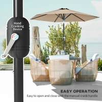 Outsunny Patio Sun Umbrella, Outdoor Parasol with 6 Ribs, Coffee(m-4)