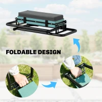 Outsunny Garden Kneeler and Seat, Heavy Duty Foldable Gardening Stool with Thicker Soft Kneeling Pad, Extendable Steel Legs(m-9)