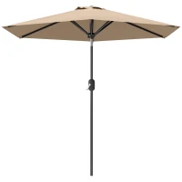 Outsunny Patio Sun Umbrella, Outdoor Parasol with 6 Ribs, Coffee(m-2)