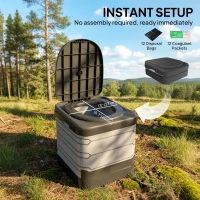 Outsunny Portable Toilet for Adults Foldable Porta Potty 12 Coagulant Packets for Camping Travel RV Outdoor Use(m-10)
