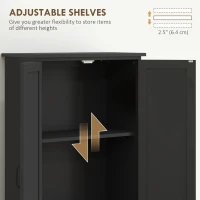 HOMCOM 60" 4-Door Storage Cabinet Multi-Storey Large Space Pantry with Adjustable Shelves Black(m-6)