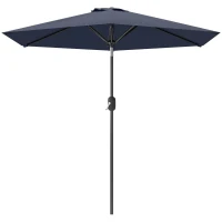 Outsunny Patio Sun Umbrella, Outdoor Parasol with 6 Ribs, Blue(m-2)