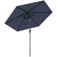 Outsunny Patio Sun Umbrella, Outdoor Parasol with 6 Ribs, Blue(m-11)