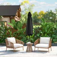 Outsunny Patio Sun Umbrella, Outdoor Parasol with 6 Ribs, Black(m-10)