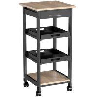 HOMCOM Kitchen Island Rolling Trolley Utility Serving Cart with Drawer Black(m-11)