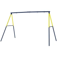 Qaba Kids Swing Set, Heavy Duty Metal 2 Seat Swing Stand Set with Ground Stakes, Supports 150 kg, Indoor Outdoor, Blue(m-2)