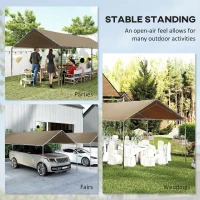 Outsunny 10' x 20' Carport Heavy Duty Galvanized Car Canopy with Included Anchor Kit, 3 Reinforced Steel Cables, Khaki(m-7)