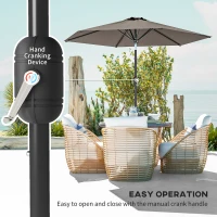 Outsunny Patio Sun Umbrella, Outdoor Parasol with 6 Ribs, Dark Grey(m-4)