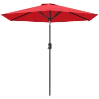 Outsunny Patio Sun Umbrella, Outdoor Parasol with 6 Ribs, Wine Red(m-2)