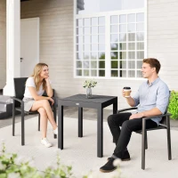 Outsunny Set of 2 Outdoor Garden Chairs, Stackable Patio Dining Chairs with Breathable Fabric, Armrests and Backrest, Black(m-8)