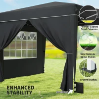 Outsunny 10 x 10 ft Pop Up Canopy Tent with Sidewalls, UPF50+ Outdoor Portable Instant Canopy Shelter with Carry Bag, Black(m-7)