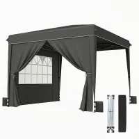 Outsunny 10 x 10 ft Pop Up Canopy Tent with Sidewalls, UPF50+ Outdoor Portable Instant Canopy Shelter with Carry Bag, Black(m-11)