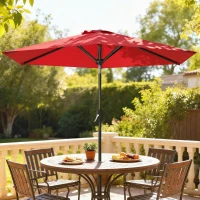 Outsunny Patio Sun Umbrella, Outdoor Parasol with 6 Ribs, Wine Red(m-8)
