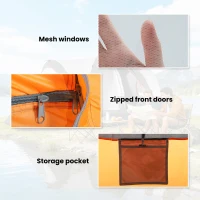 Outsunny 5-6 Person Family Tent, Outdoor Camping Tent with Lighting Hook, Carrying Bag for Camping, Hiking and Travelling Orange(m-9)