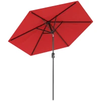Outsunny Patio Sun Umbrella, Outdoor Parasol with 6 Ribs, Wine Red(m-11)