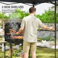 Outsunny 5 x 8.5 ft Pop Up Grill Gazebo with 2 Shelves, UPF 50+ Outdoor Instant Canopy Portable Shelter with Carry Bag, Dark Grey(m-4)