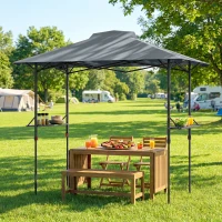 Outsunny 5 x 8.5 ft Pop Up Grill Gazebo with 2 Shelves, UPF 50+ Outdoor Instant Canopy Portable Shelter with Carry Bag, Dark Grey(m-8)