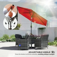 Outsunny Patio Sun Umbrella, Outdoor Parasol with 6 Ribs, Wine Red(m-5)